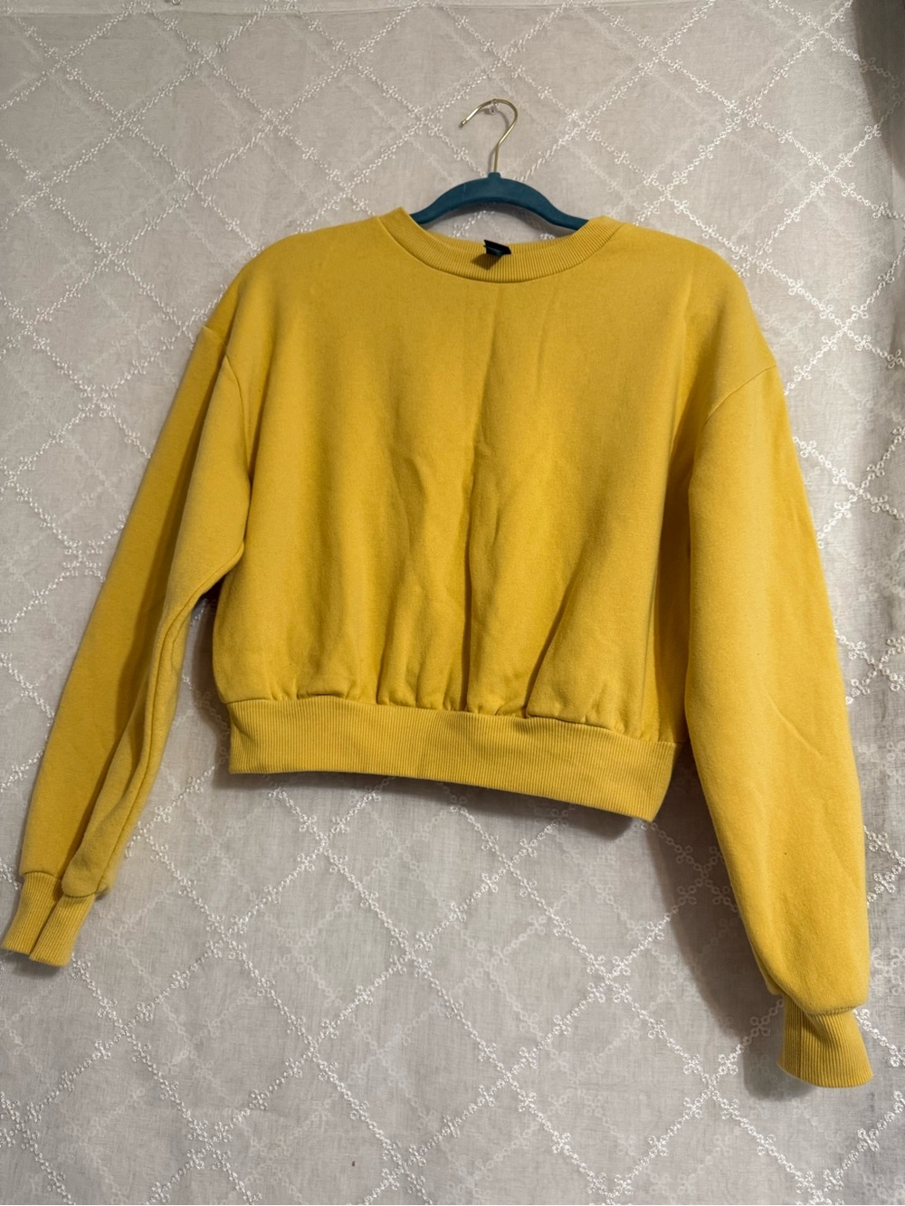wild fable Mustard Yellow Cropped Crewneck Sweater